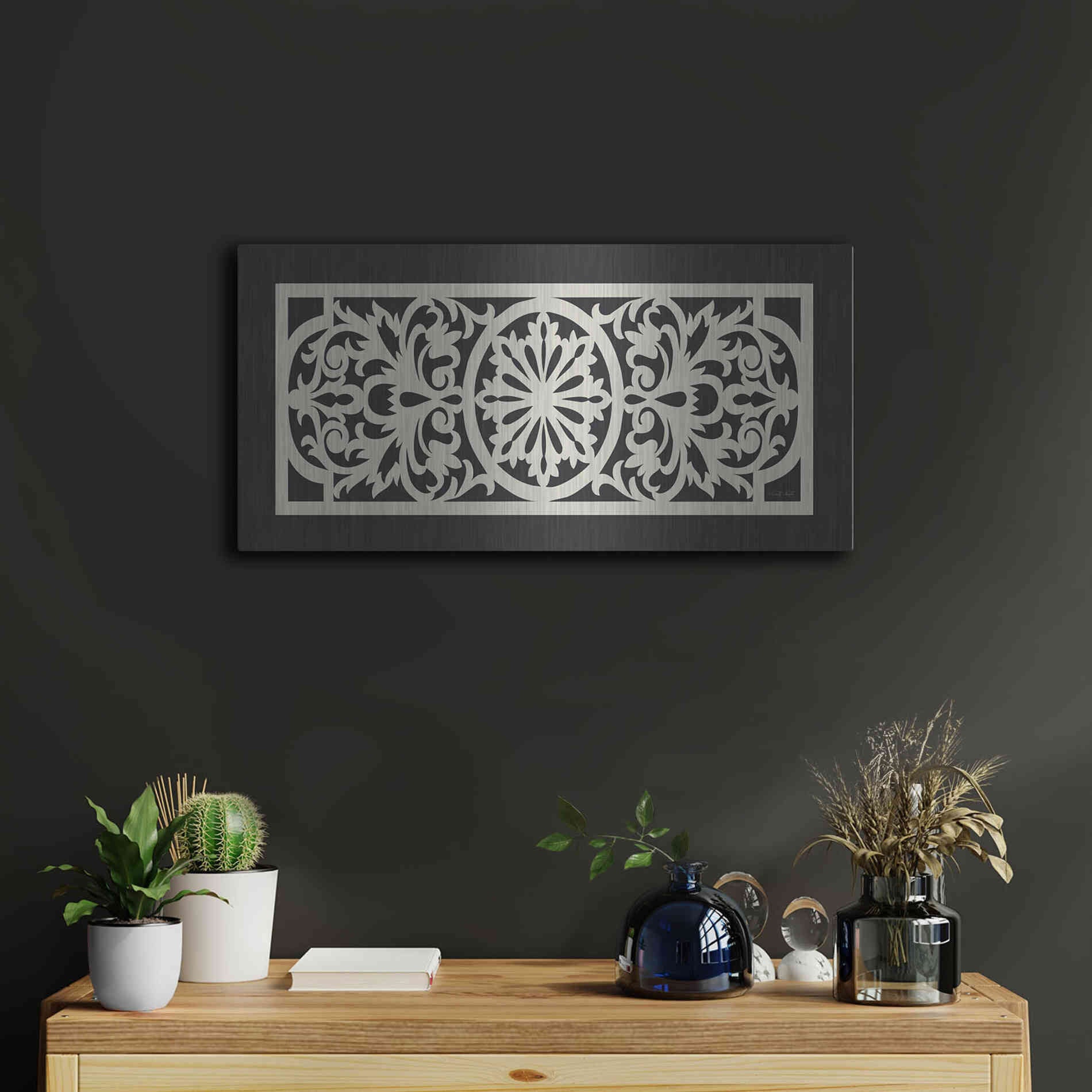 Luxe Metal Art 'Patterned Grill II' by Cindy Jacobs, Metal Wall Art,24x12