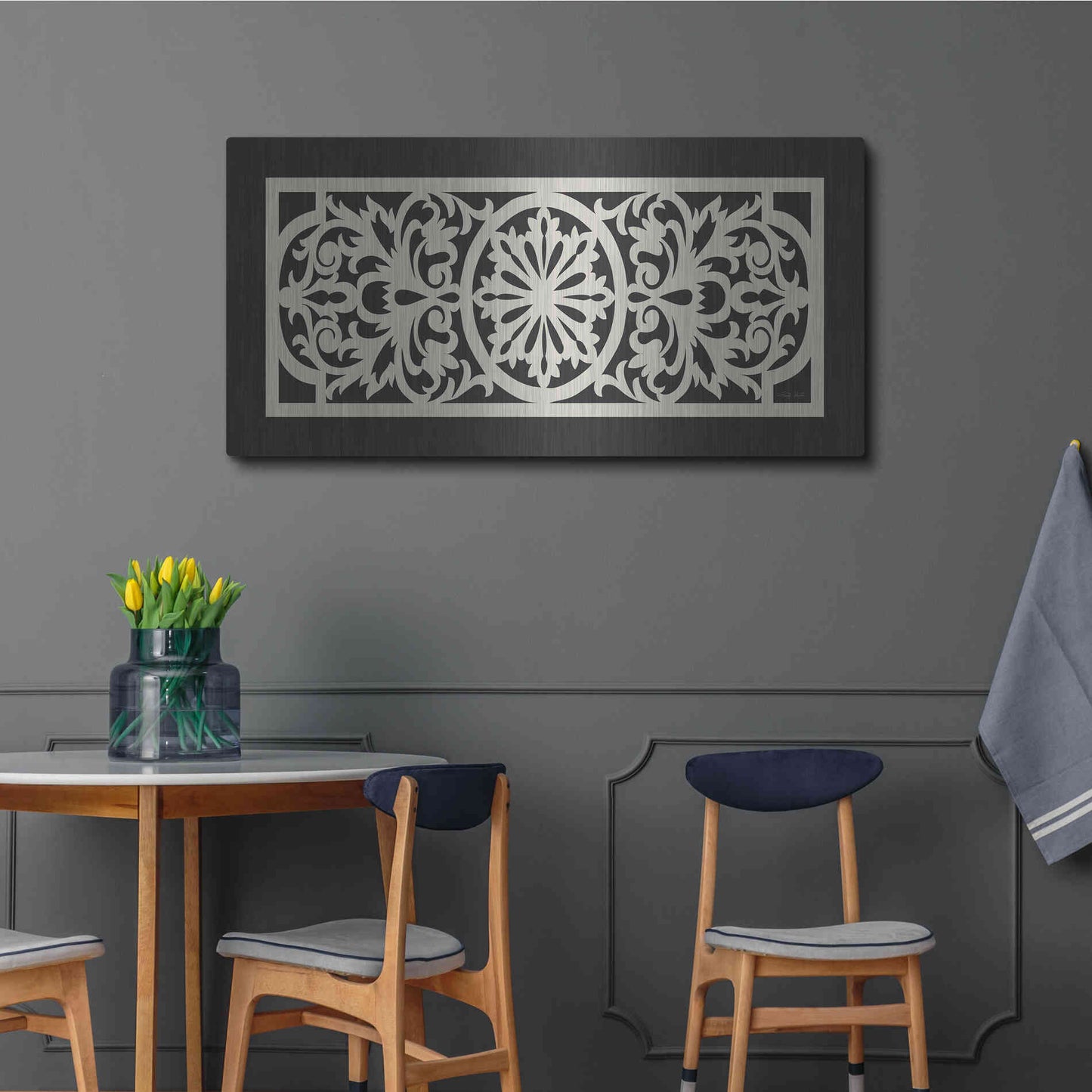 Luxe Metal Art 'Patterned Grill II' by Cindy Jacobs, Metal Wall Art,48x24