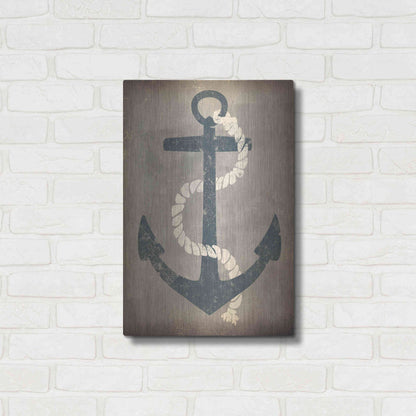 Luxe Metal Art 'Nautical Anchor Vertical Gray' by Ryan Fowler, Metal Wall Art,16x24
