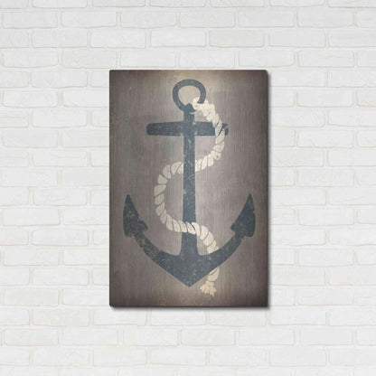 Luxe Metal Art 'Nautical Anchor Vertical Gray' by Ryan Fowler, Metal Wall Art,24x36