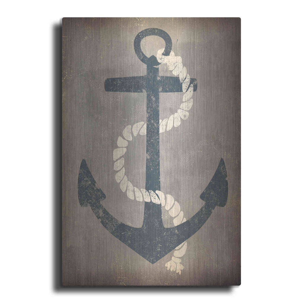 Luxe Metal Art 'Nautical Anchor Vertical Gray' by Ryan Fowler, Metal Wall Art