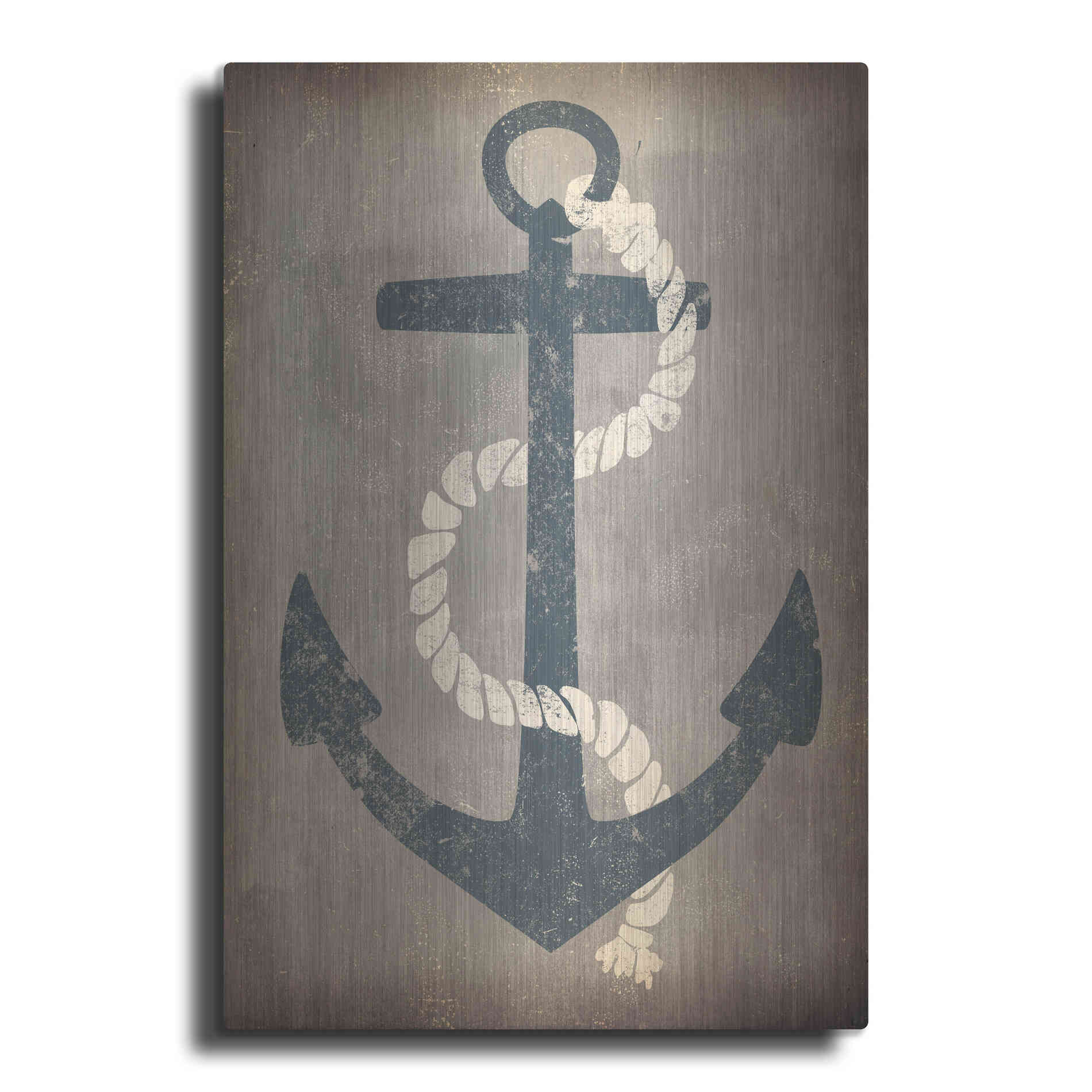 Luxe Metal Art 'Nautical Anchor Vertical Gray' by Ryan Fowler, Metal Wall Art