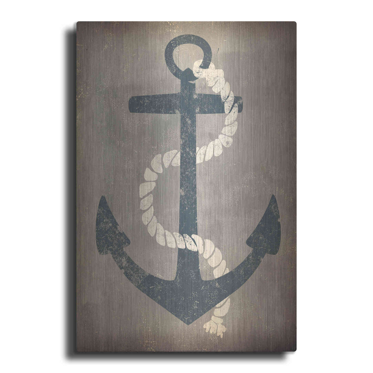 Luxe Metal Art 'Nautical Anchor Vertical Gray' by Ryan Fowler, Metal Wall Art