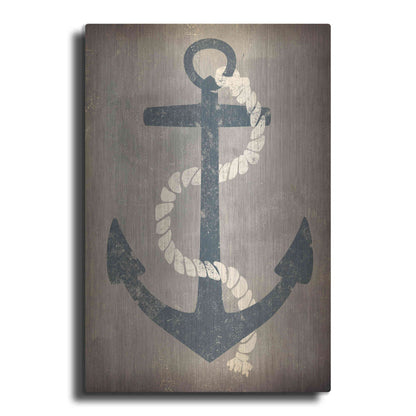 Luxe Metal Art 'Nautical Anchor Vertical Gray' by Ryan Fowler, Metal Wall Art