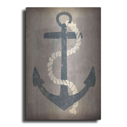 Luxe Metal Art 'Nautical Anchor Vertical Gray' by Ryan Fowler, Metal Wall Art