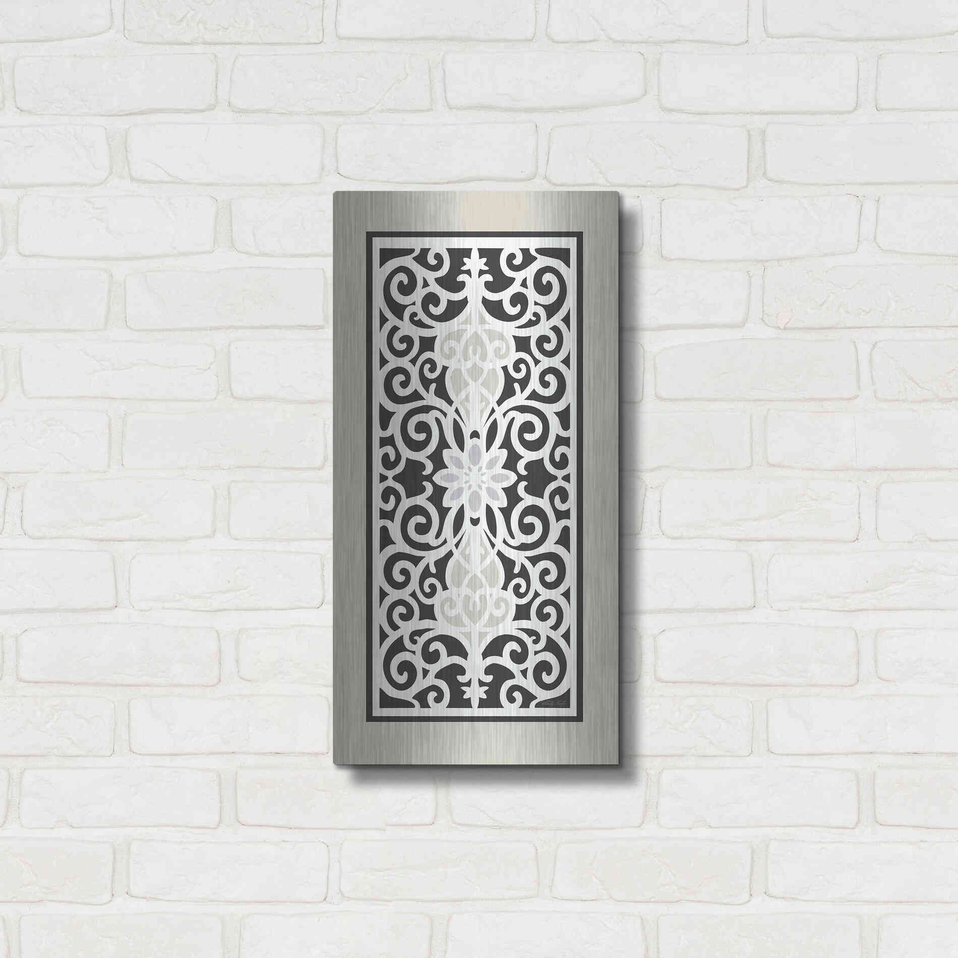 Luxe Metal Art 'Patterned Grill III' by Cindy Jacobs, Metal Wall Art,12x24