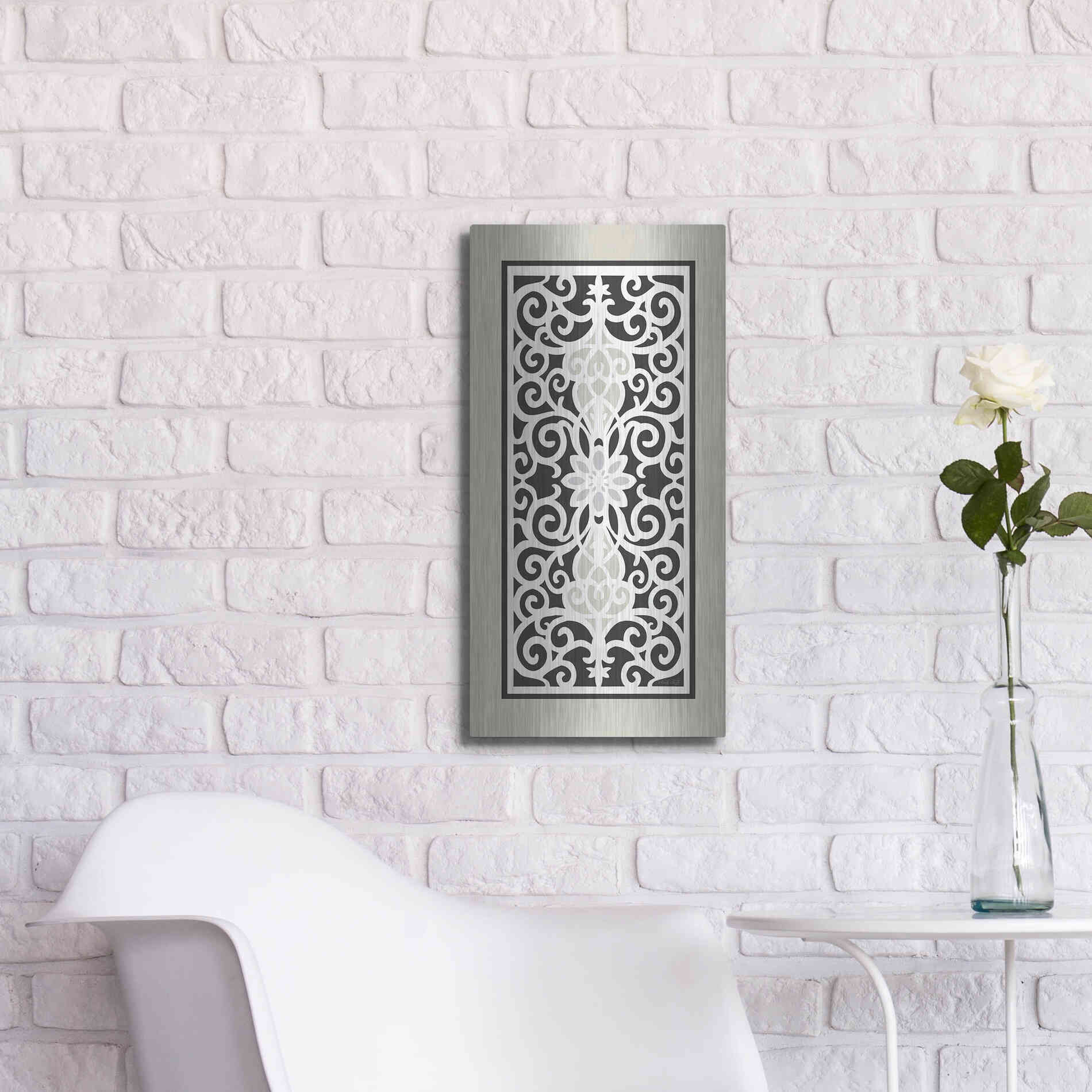 Luxe Metal Art 'Patterned Grill III' by Cindy Jacobs, Metal Wall Art,12x24