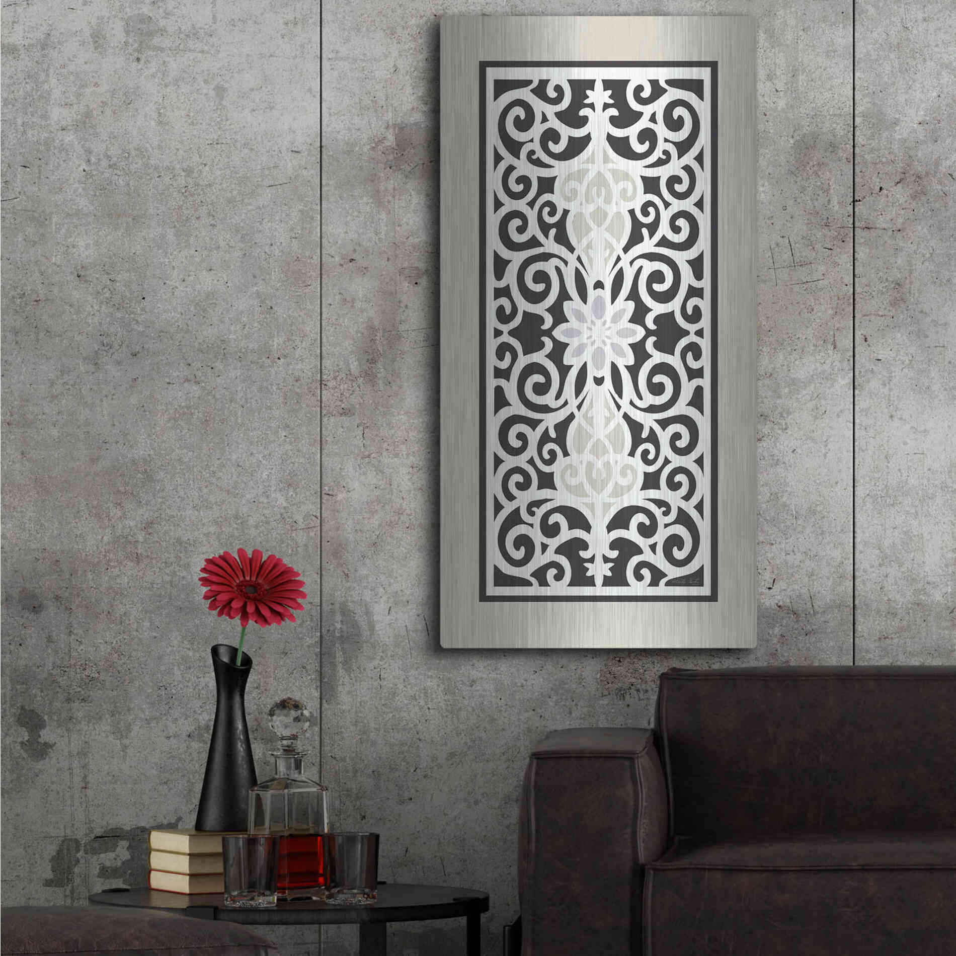 Luxe Metal Art 'Patterned Grill III' by Cindy Jacobs, Metal Wall Art,24x48