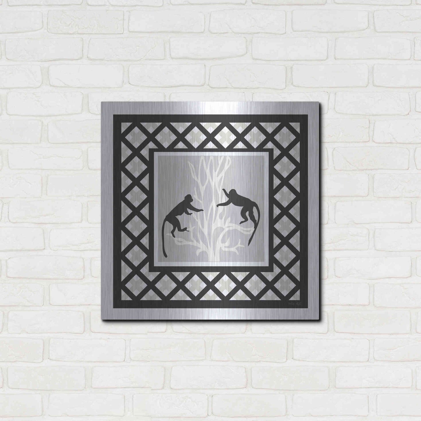 Luxe Metal Art 'Monkey Mischief' by Cindy Jacobs, Metal Wall Art,24x24