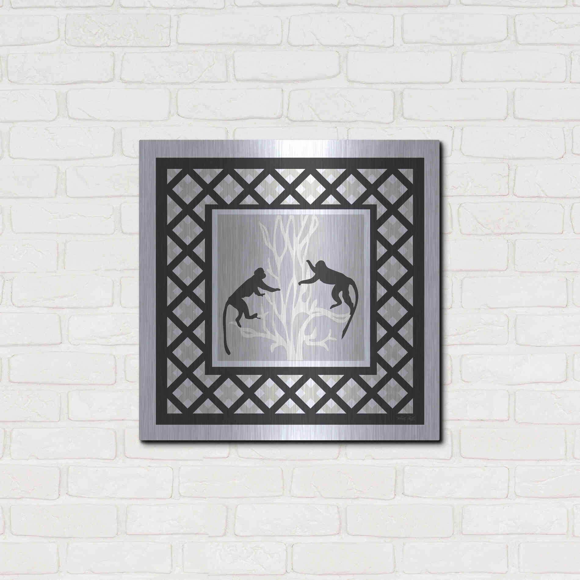 Luxe Metal Art 'Monkey Mischief' by Cindy Jacobs, Metal Wall Art,24x24