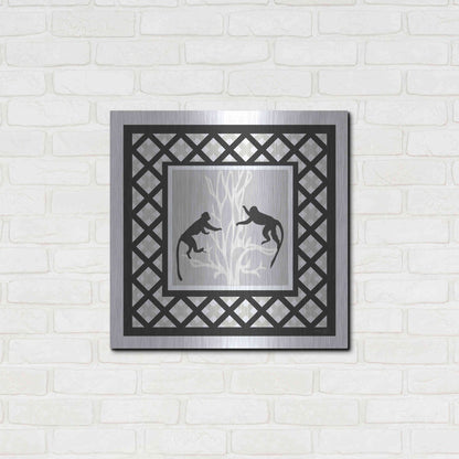 Luxe Metal Art 'Monkey Mischief' by Cindy Jacobs, Metal Wall Art,24x24