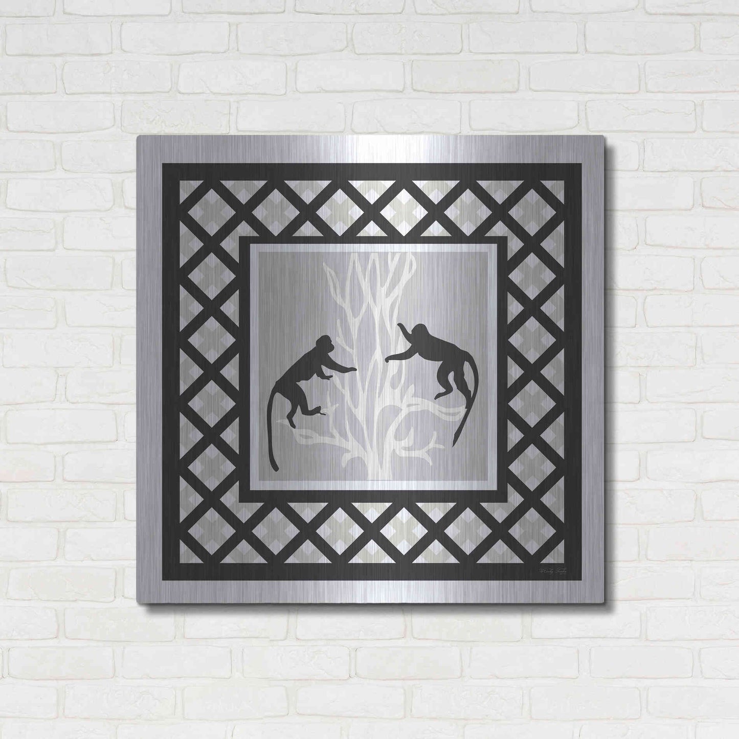 Luxe Metal Art 'Monkey Mischief' by Cindy Jacobs, Metal Wall Art,36x36