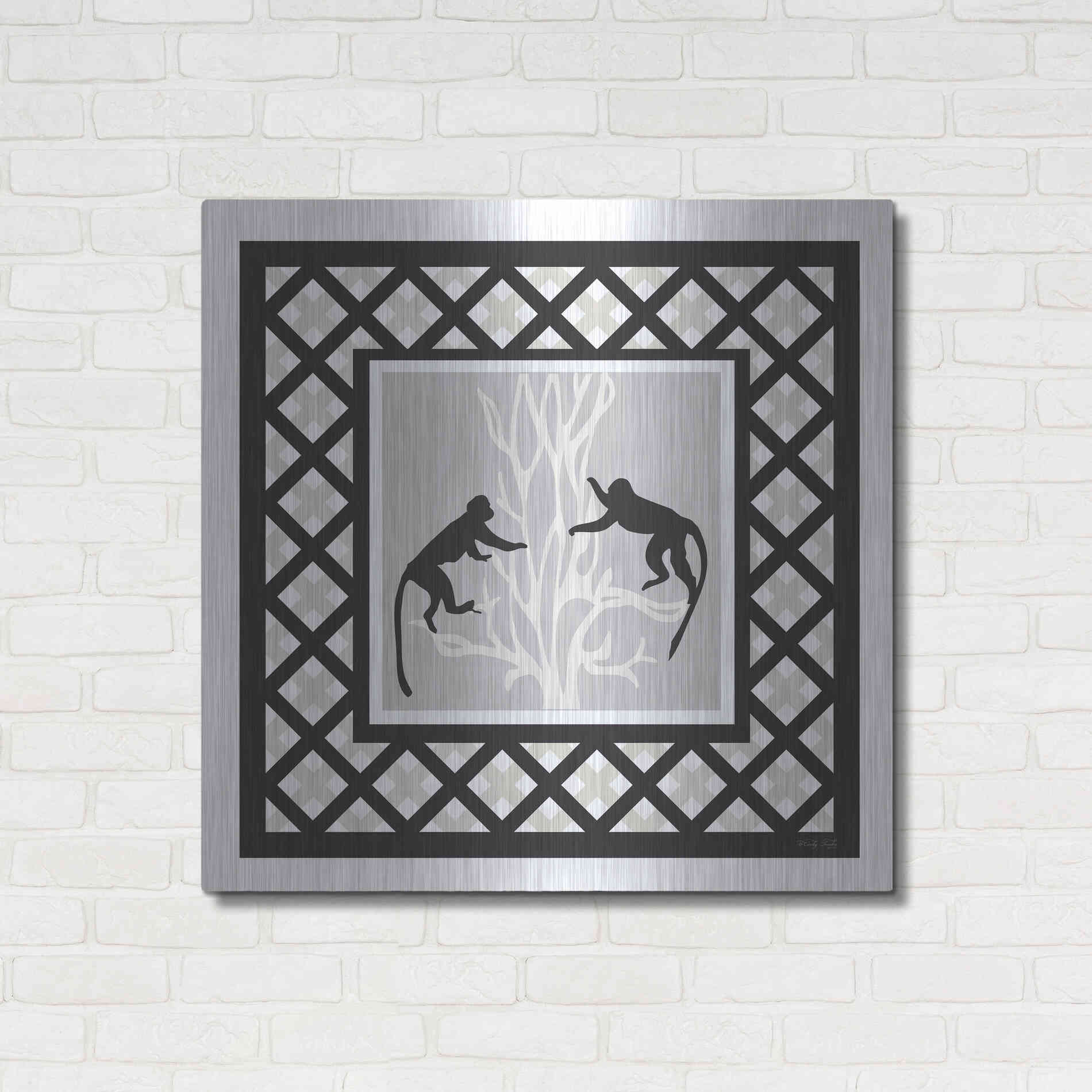 Luxe Metal Art 'Monkey Mischief' by Cindy Jacobs, Metal Wall Art,36x36