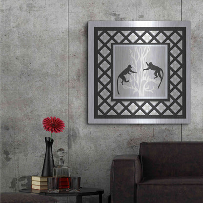 Luxe Metal Art 'Monkey Mischief' by Cindy Jacobs, Metal Wall Art,36x36