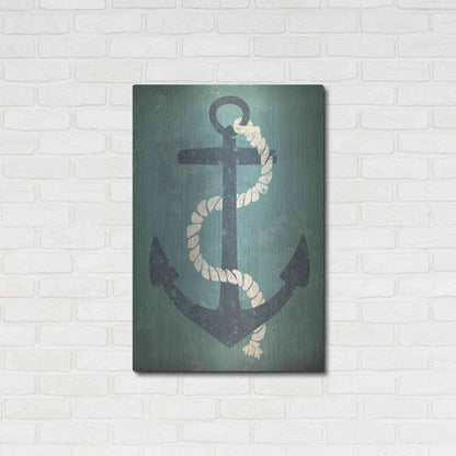 Luxe Metal Art 'Nautical Anchor Vertical Blue' by Ryan Fowler, Metal Wall Art,24x36