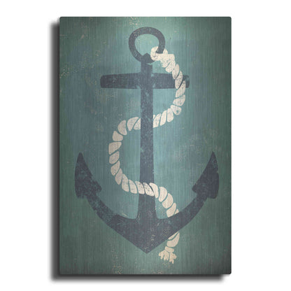 Luxe Metal Art 'Nautical Anchor Vertical Blue' by Ryan Fowler, Metal Wall Art