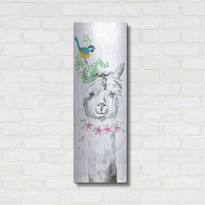 Luxe Metal Art 'Twinkle the Alpaca' by Diane Fifer, Metal Wall Art,12x36