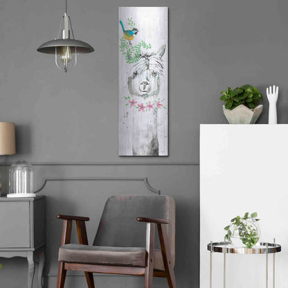 Luxe Metal Art 'Twinkle the Alpaca' by Diane Fifer, Metal Wall Art,12x36