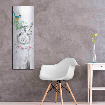 Luxe Metal Art 'Twinkle the Alpaca' by Diane Fifer, Metal Wall Art,16x48