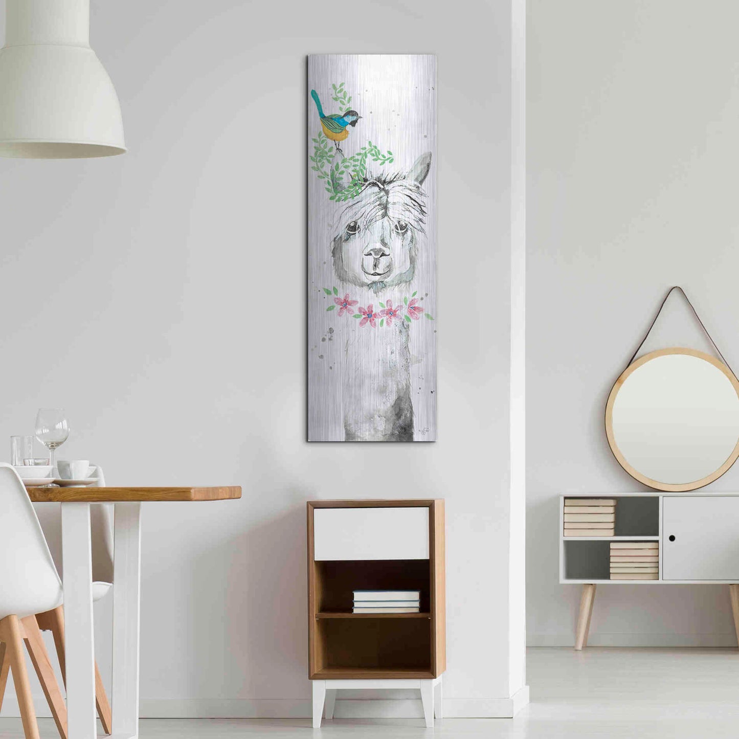 Luxe Metal Art 'Twinkle the Alpaca' by Diane Fifer, Metal Wall Art,16x48