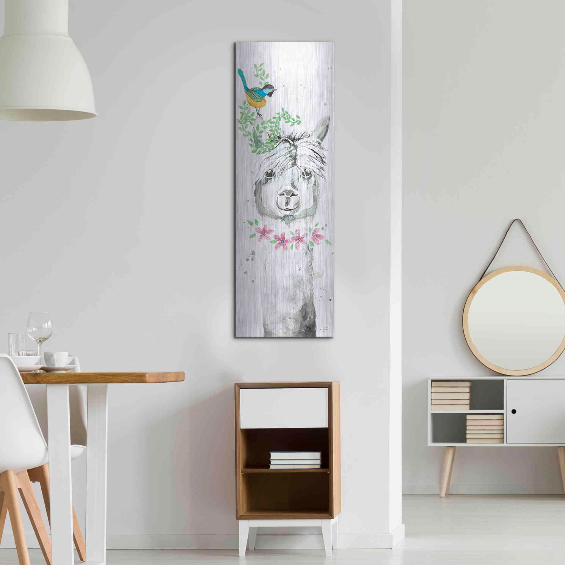 Luxe Metal Art 'Twinkle the Alpaca' by Diane Fifer, Metal Wall Art,16x48