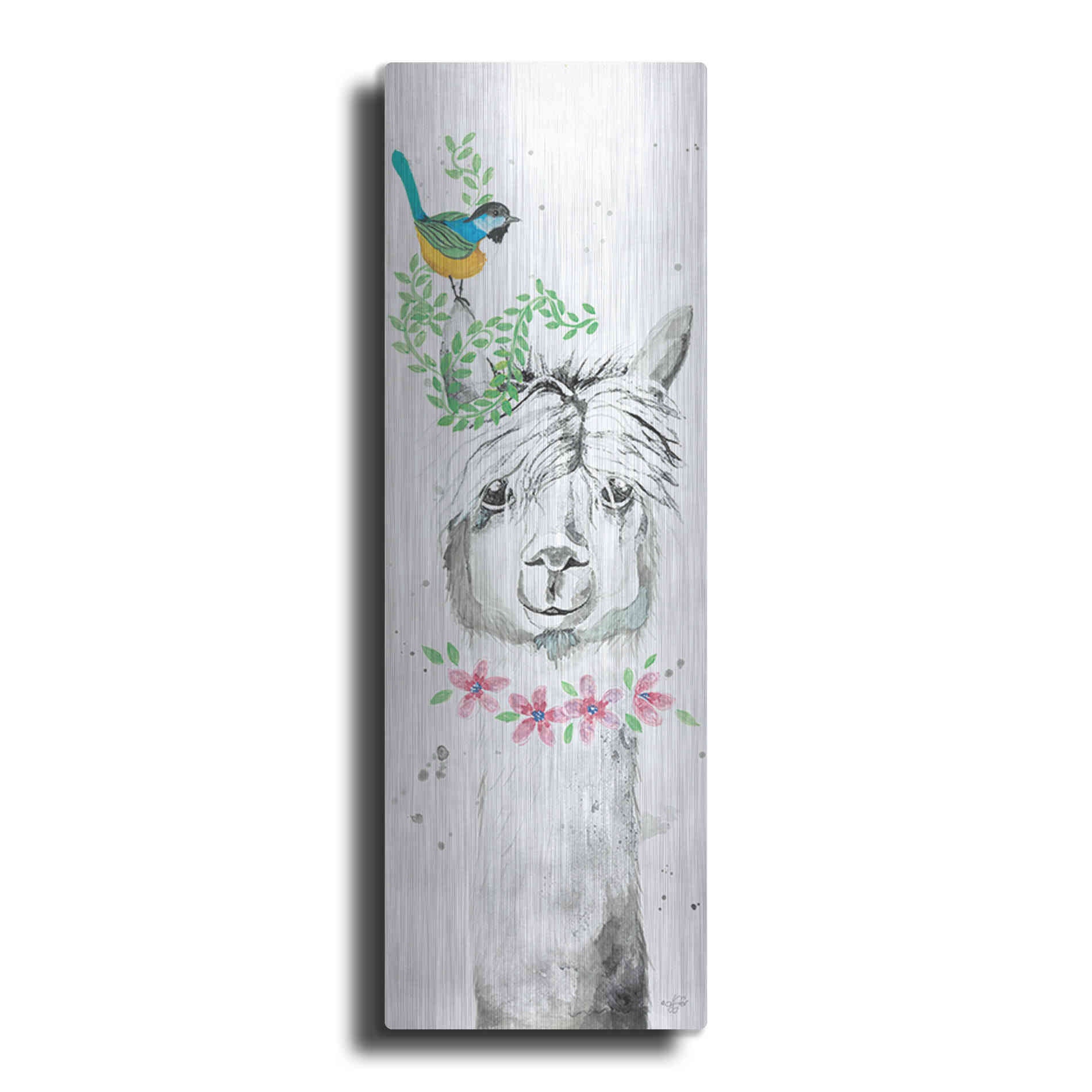 Luxe Metal Art 'Twinkle the Alpaca' by Diane Fifer, Metal Wall Art