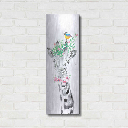 Luxe Metal Art 'Sparkle the Giraffe' by Diane Fifer, Metal Wall Art,12x36