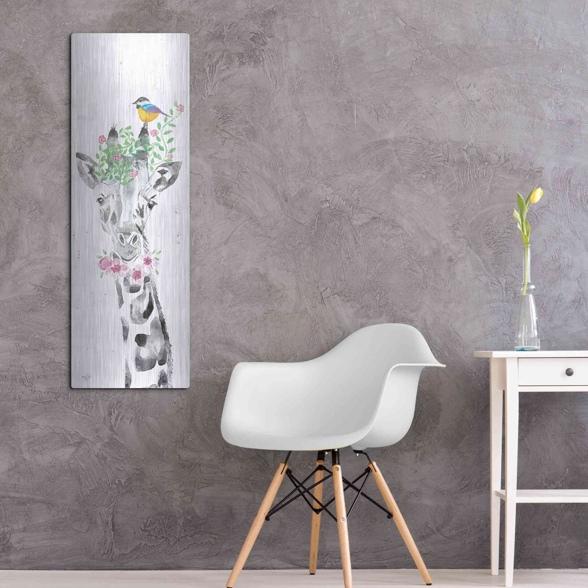 Luxe Metal Art 'Sparkle the Giraffe' by Diane Fifer, Metal Wall Art,16x48