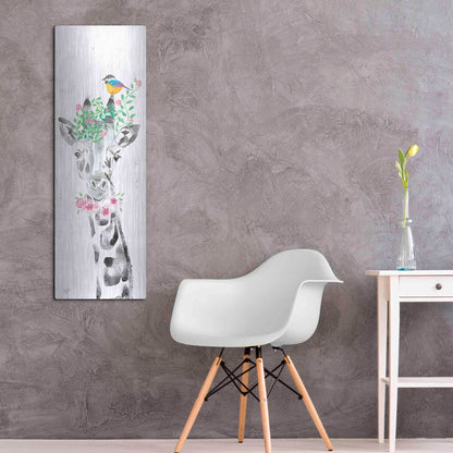 Luxe Metal Art 'Sparkle the Giraffe' by Diane Fifer, Metal Wall Art,16x48