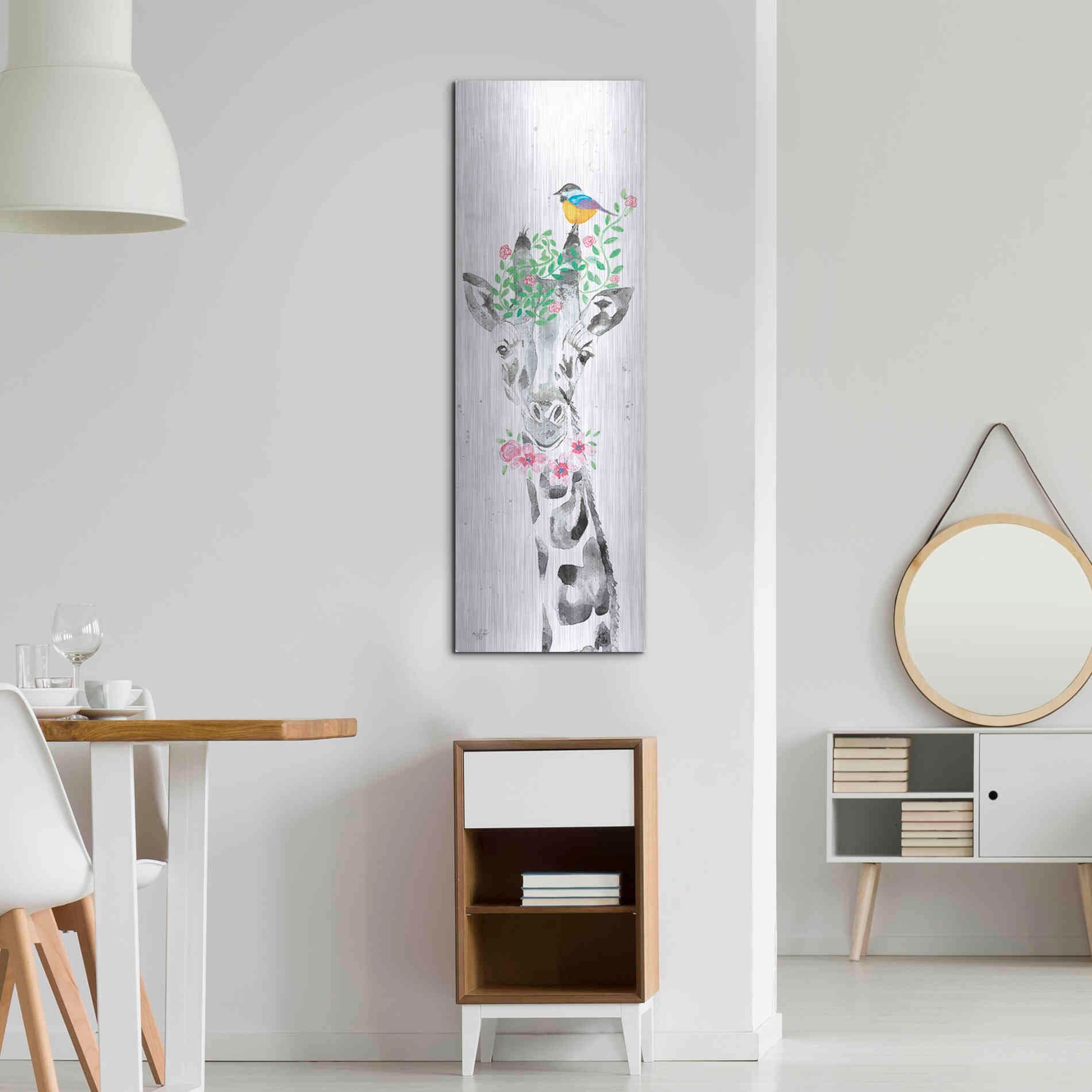 Luxe Metal Art 'Sparkle the Giraffe' by Diane Fifer, Metal Wall Art,16x48