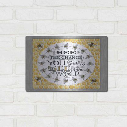 Luxe Metal Art 'Be the Change' by Deb Strain, Metal Wall Art,16x12