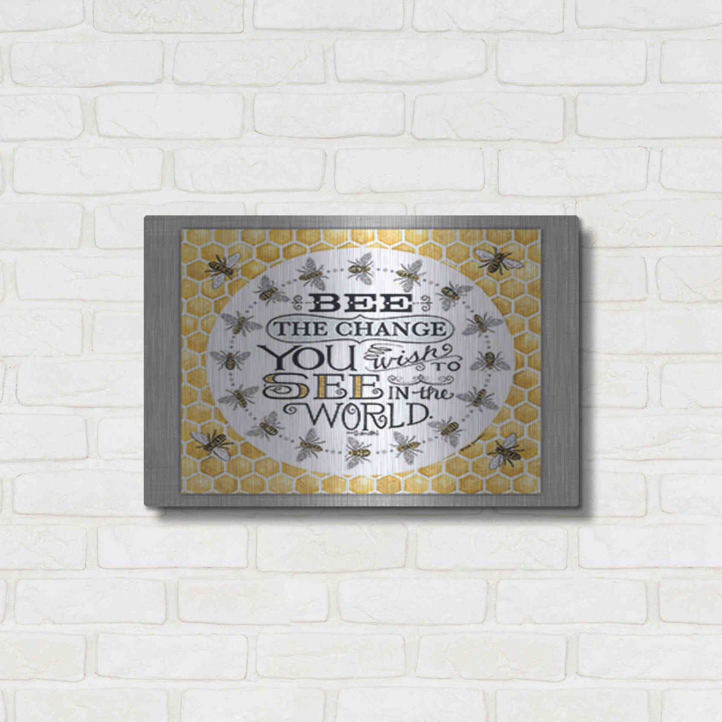 Luxe Metal Art 'Be the Change' by Deb Strain, Metal Wall Art,24x16