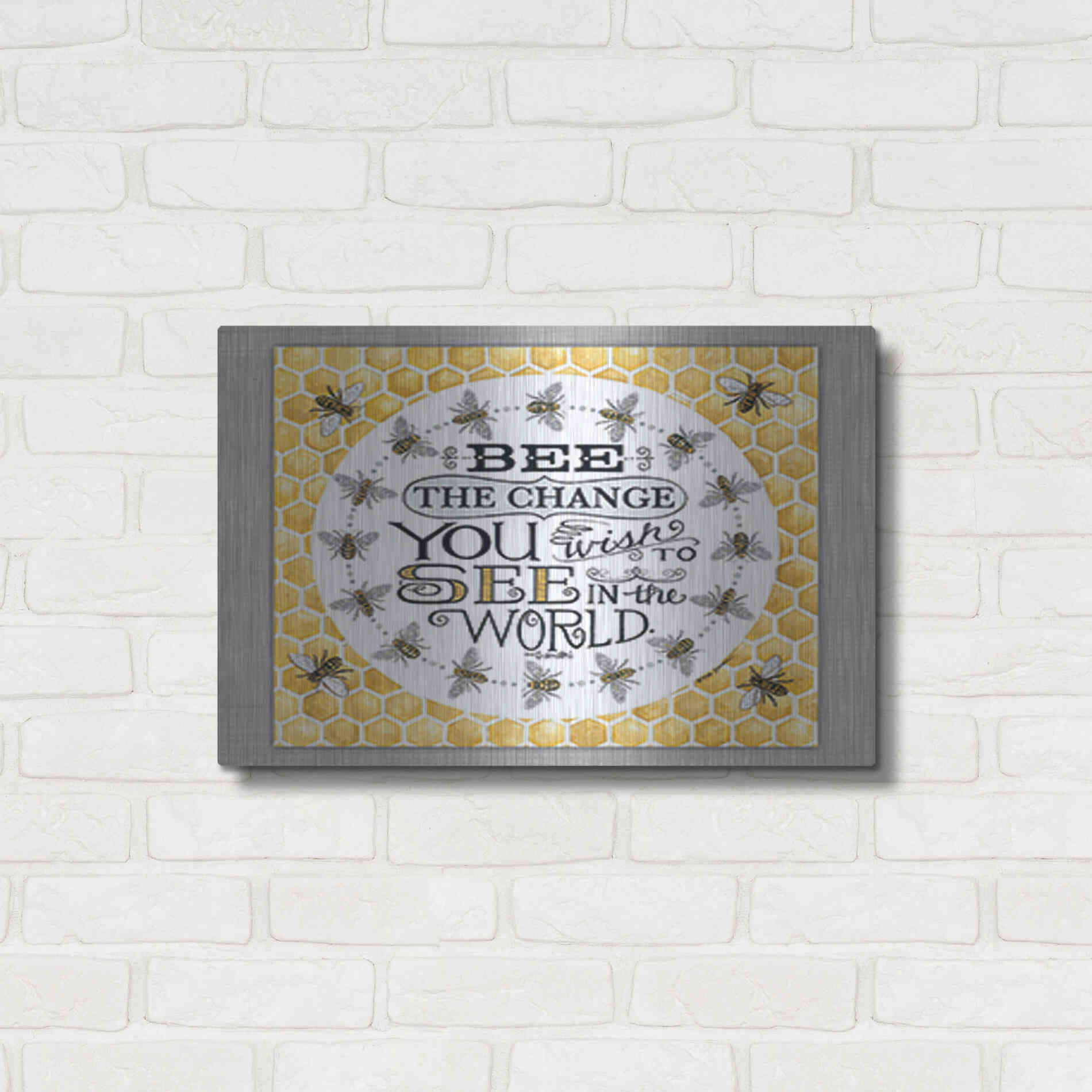 Luxe Metal Art 'Be the Change' by Deb Strain, Metal Wall Art,24x16