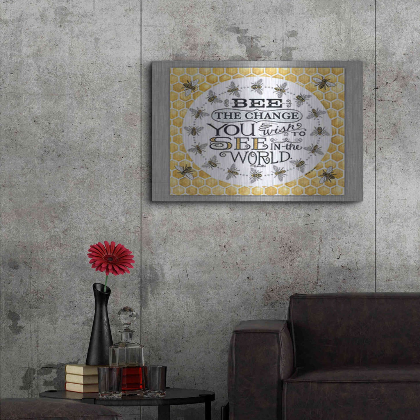 Luxe Metal Art 'Be the Change' by Deb Strain, Metal Wall Art,36x24