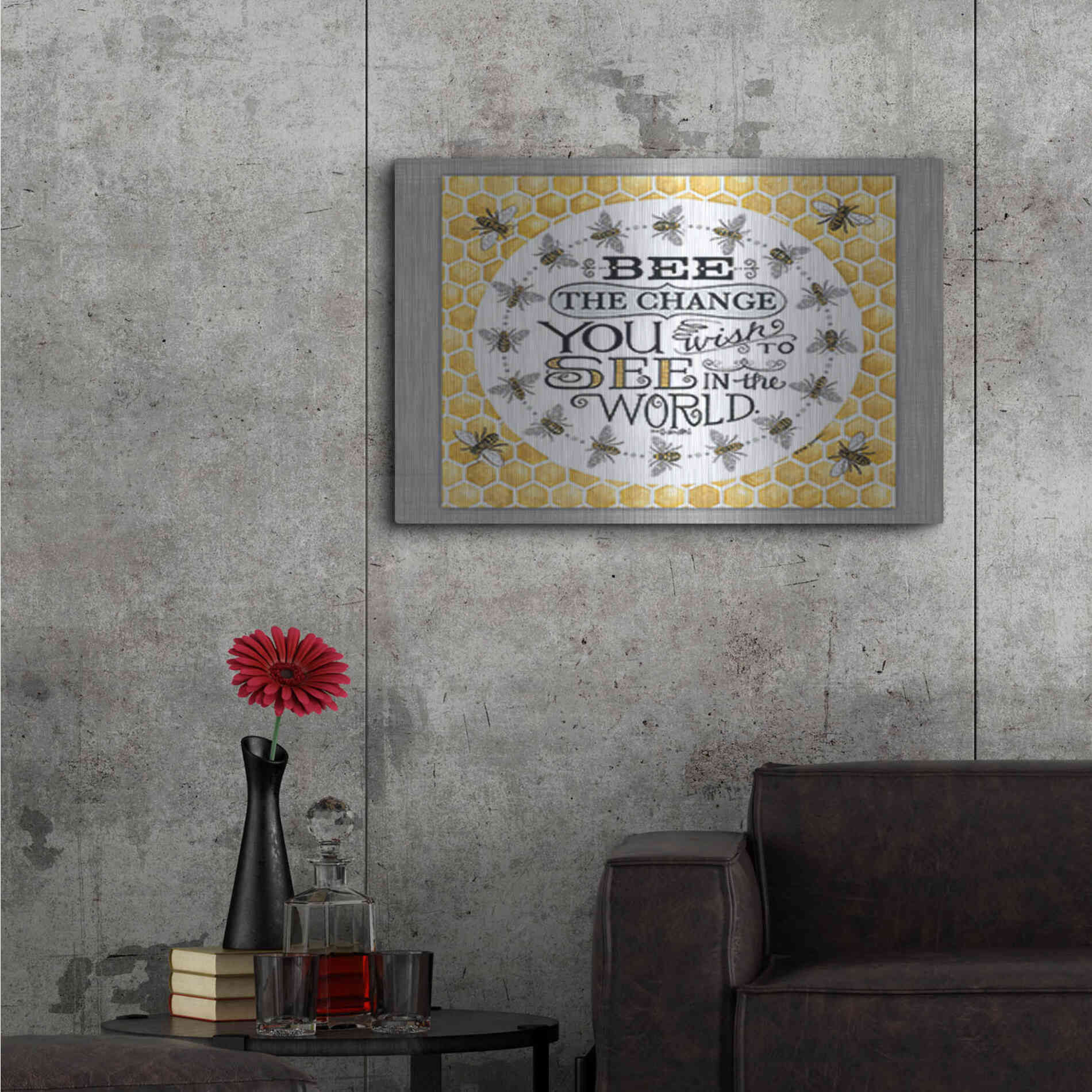 Luxe Metal Art 'Be the Change' by Deb Strain, Metal Wall Art,36x24