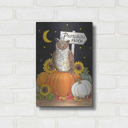 Luxe Metal Art 'Pumpkin Patch Owl' by Deb Strain, Metal Wall Art,12x16