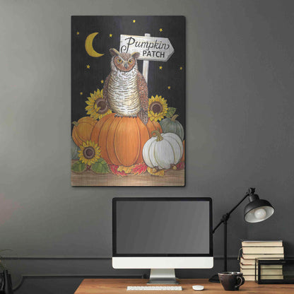 Luxe Metal Art 'Pumpkin Patch Owl' by Deb Strain, Metal Wall Art,24x36