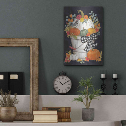 Luxe Metal Art 'Fall Bucket with Chickadee' by Deb Strain, Metal Wall Art,12x16