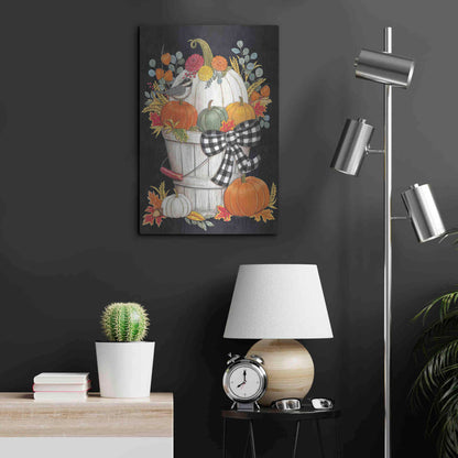 Luxe Metal Art 'Fall Bucket with Chickadee' by Deb Strain, Metal Wall Art,16x24