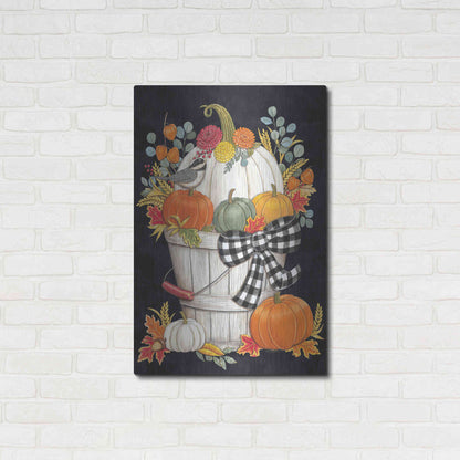 Luxe Metal Art 'Fall Bucket with Chickadee' by Deb Strain, Metal Wall Art,24x36