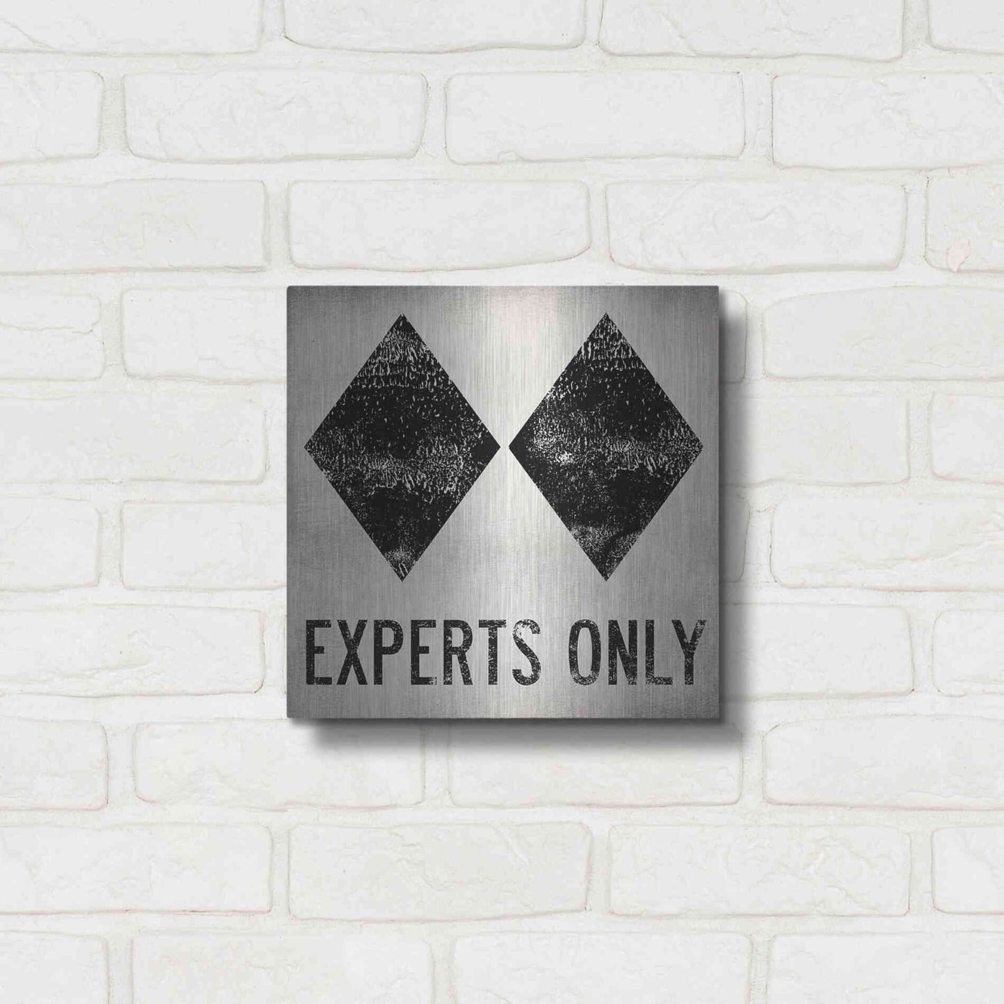 Luxe Metal Art 'Experts Only White' by Ryan Fowler, Metal Wall Art,12x12