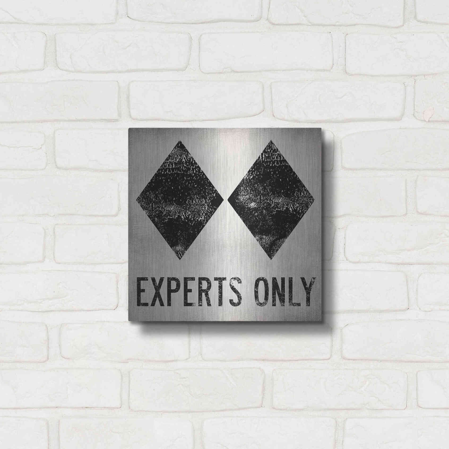 Luxe Metal Art 'Experts Only White' by Ryan Fowler, Metal Wall Art,12x12