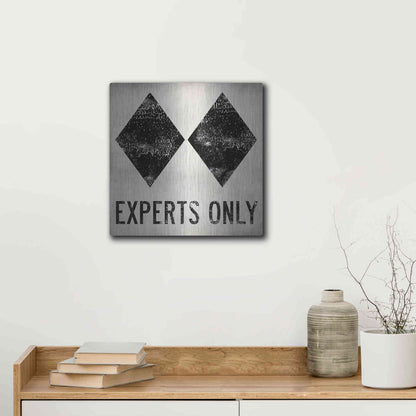 Luxe Metal Art 'Experts Only White' by Ryan Fowler, Metal Wall Art,12x12