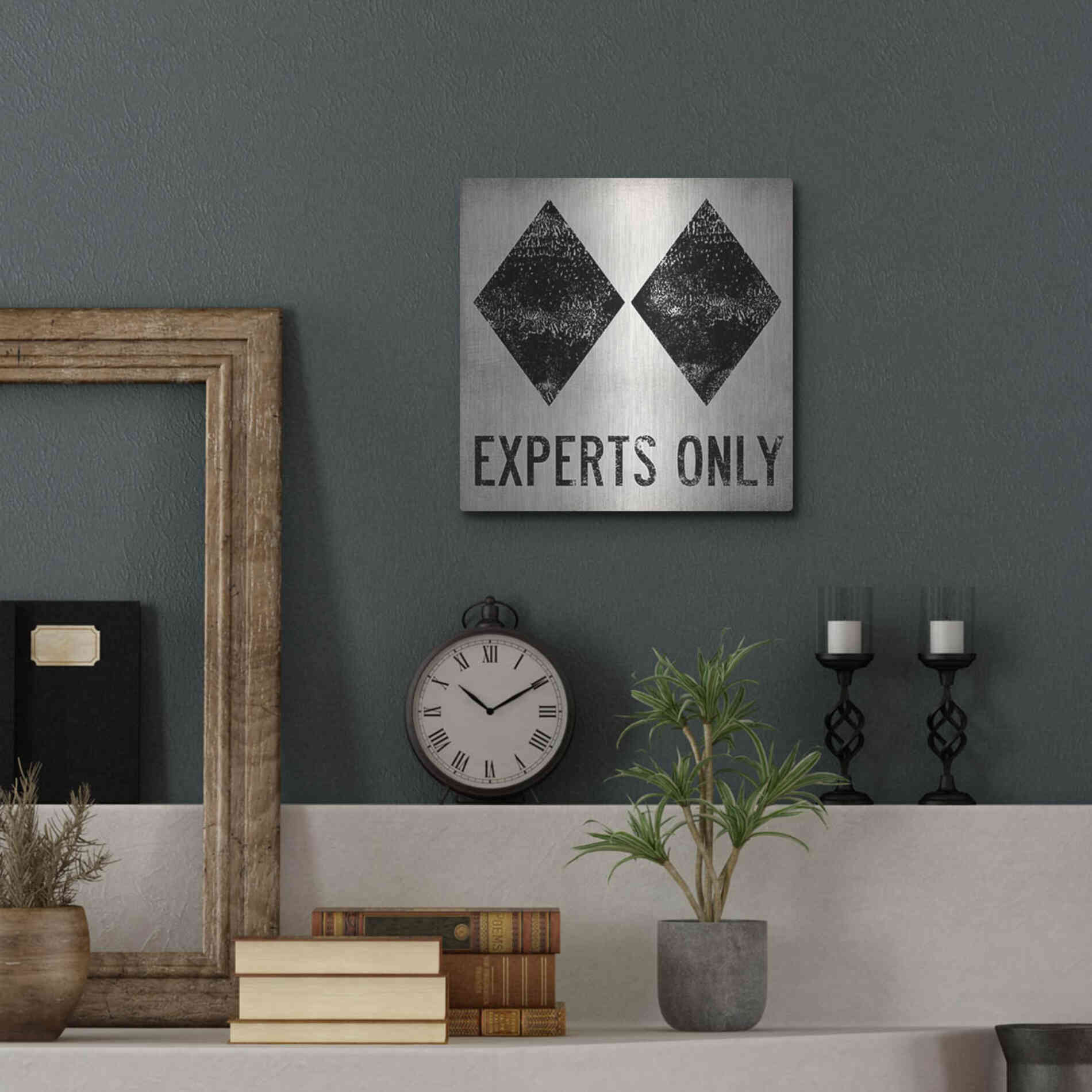Luxe Metal Art 'Experts Only White' by Ryan Fowler, Metal Wall Art,12x12