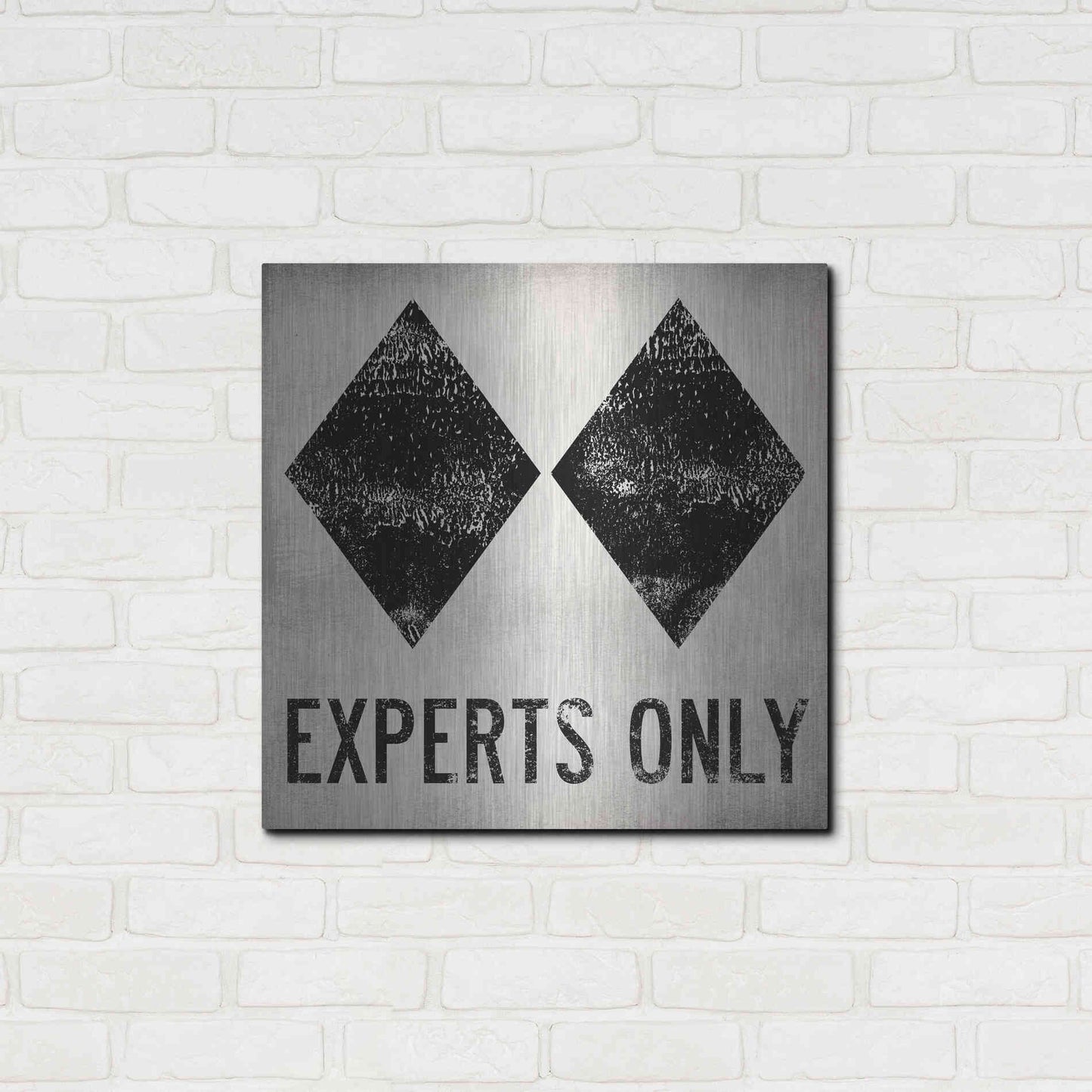 Luxe Metal Art 'Experts Only White' by Ryan Fowler, Metal Wall Art,24x24