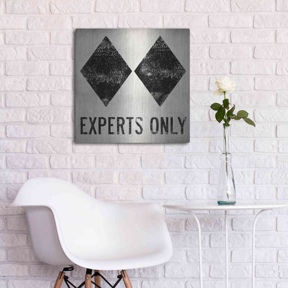 Luxe Metal Art 'Experts Only White' by Ryan Fowler, Metal Wall Art,24x24