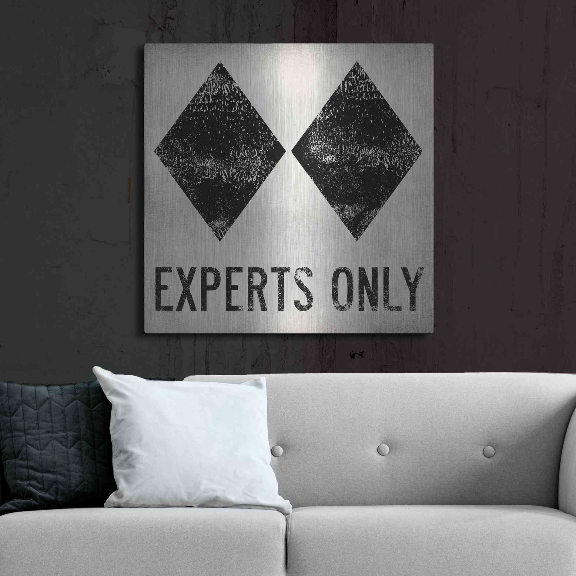 Luxe Metal Art 'Experts Only White' by Ryan Fowler, Metal Wall Art,36x36