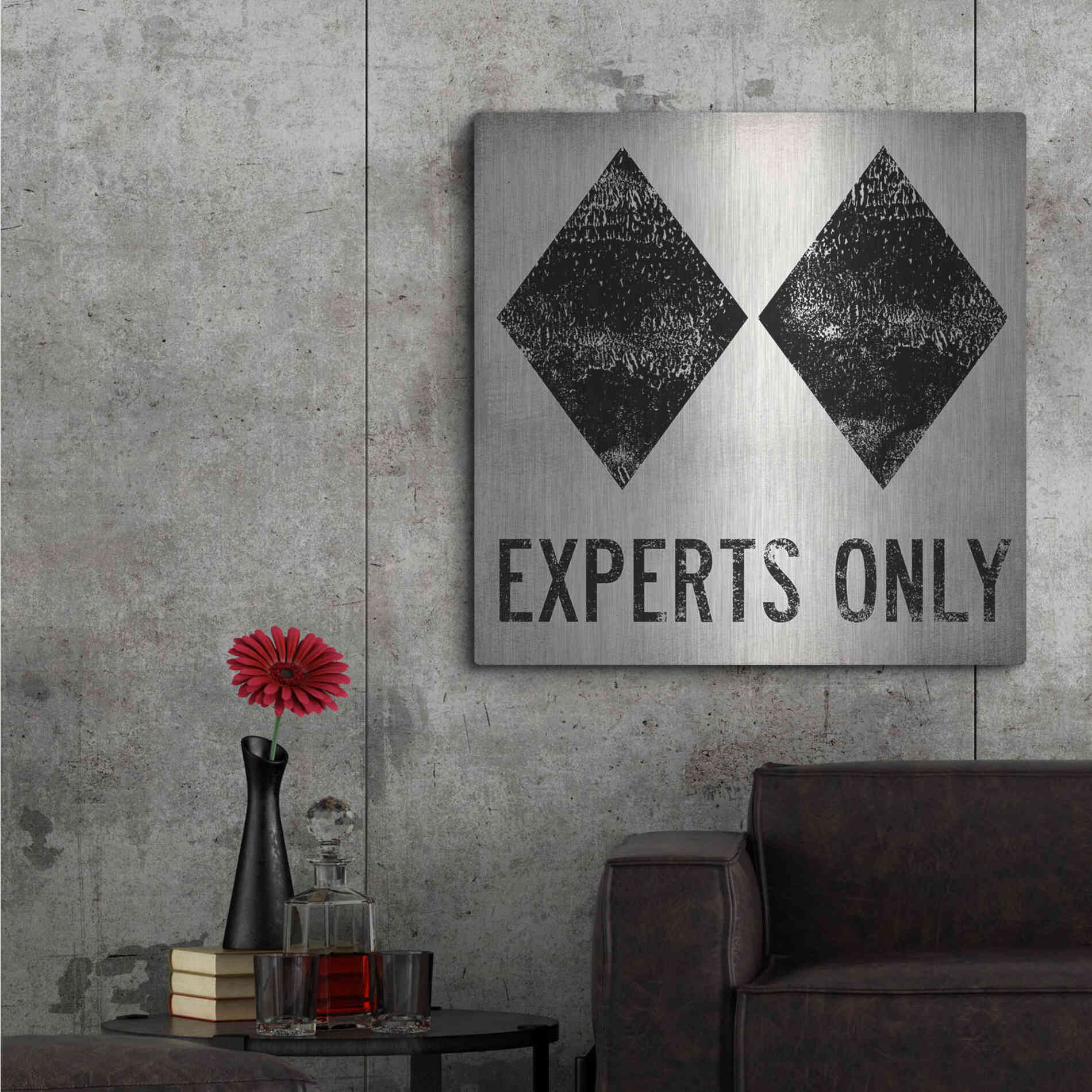 Luxe Metal Art 'Experts Only White' by Ryan Fowler, Metal Wall Art,36x36