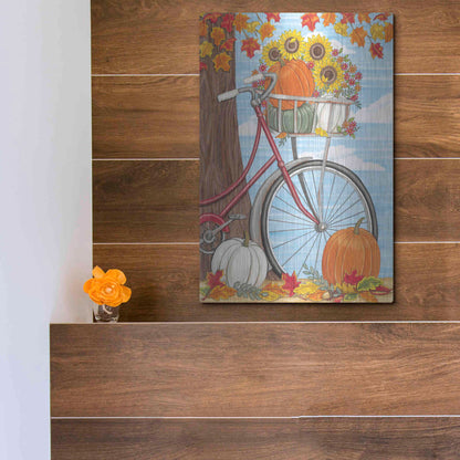 Luxe Metal Art 'Fall Bicycle' by Deb Strain, Metal Wall Art,12x16