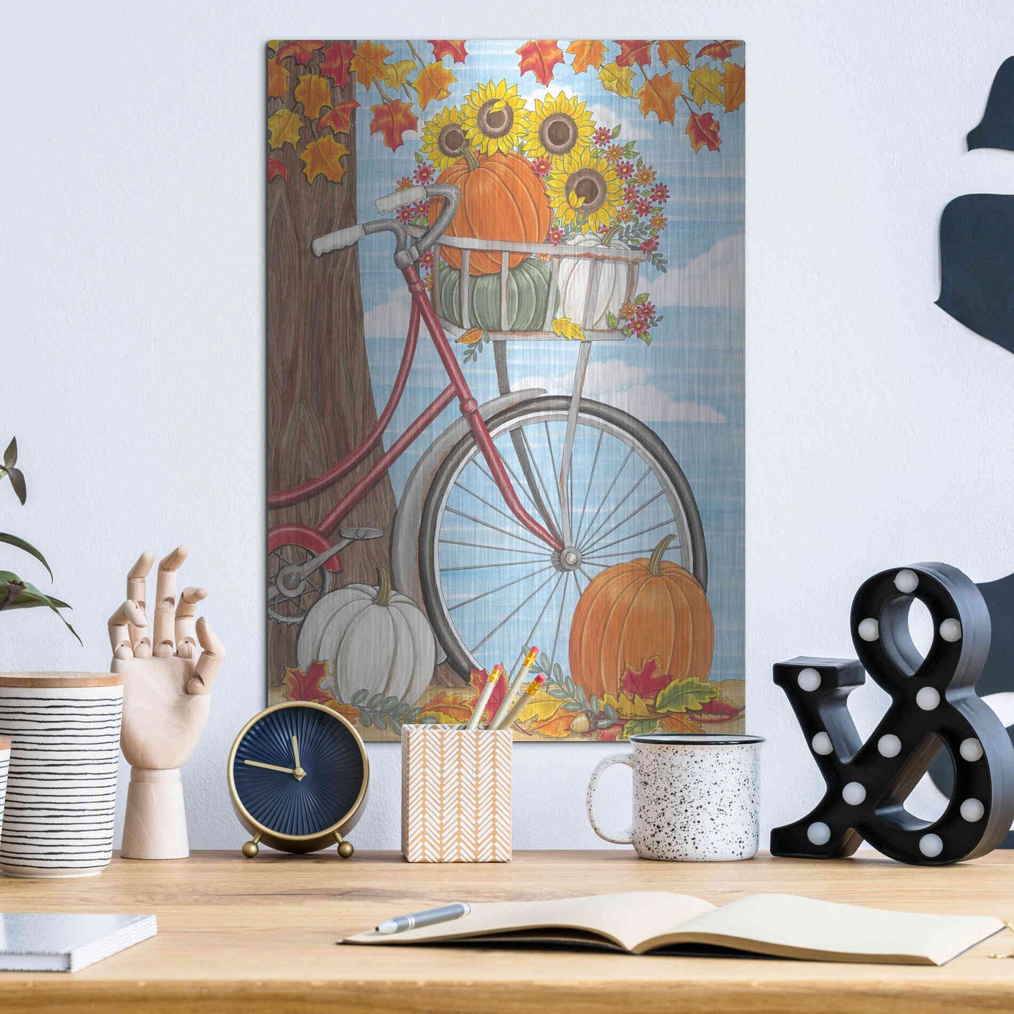 Luxe Metal Art 'Fall Bicycle' by Deb Strain, Metal Wall Art,12x16